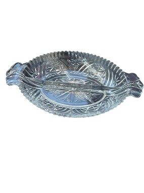 Vintage Anchor Hocking Stars and Bars Divided Glass Dish